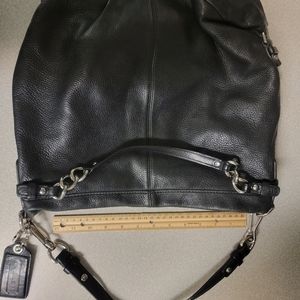 Coach black purse large with silver strap attachments